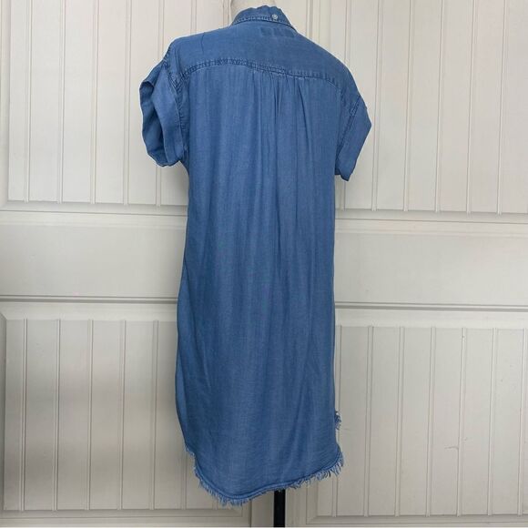 Thread & Supply Womens Collared Chambray Button Down Mini Shirt Dress Blue XS - Picture 6 of 13